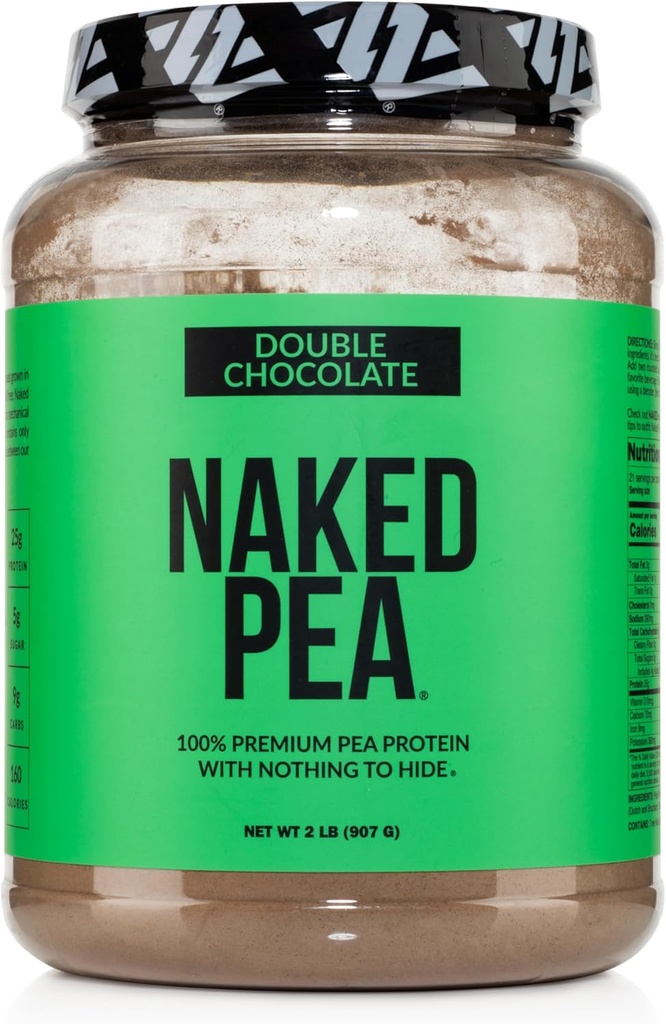 NAKED Pea - Proteina de ciocolata dubla de la ferme din SUA si Canada, cacao organica, zahar organic de nuca de cocos - Fara OMG, fara soia, si gluten gratuit, ajutor de crestere si recuperare - 21 Serviri