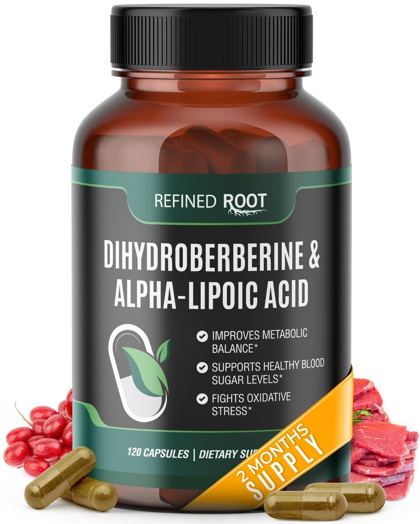 Root rafinat Dihidrobererină 300mg cu Alpha Acid lipoic 600mg Suplimentul Berberinei cu concentraţie extra cu acid alfa-lipoic (ALA) - Dihidroberină avansată pentru sănătate optimă