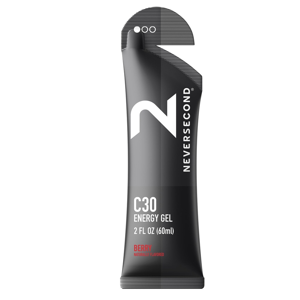 Neversecund C30 Energy Gel, Performance Nutrition & Hydration, Never2 Energy Gel for Ultra Triatlons, Cycling & Marathons (Berry Flavor, 12 Count Pack)