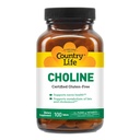Country Life Choline 266mg, Certified Gluten Free, Certified Vegan, Certified Halal - 100 Comprimate