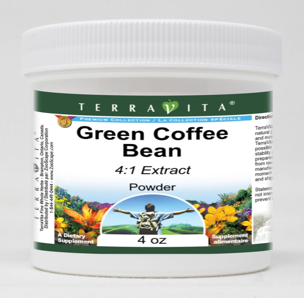 Cafea verde Bean 4:1 Extract de pulbere (4 oz, ZIN: 52170)