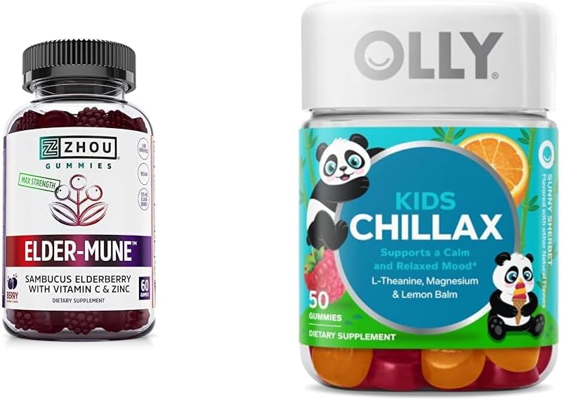 Zhou Nutriție gume de elderberry 60 Count & OLLY Copii Gumies magneziu 50 Conte Immune & Calm Suport