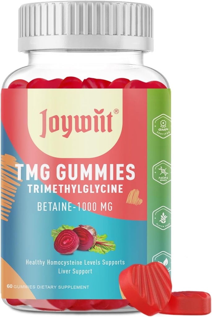 Tmg Trimethylglicine Gummies Suplimente 1000mg Betaine Anhydrous Tmg Gummies, Homocisteină Nivele, Energie, Methylation & Immune Support, Ficat Health, Gluten Free, 60 Ct