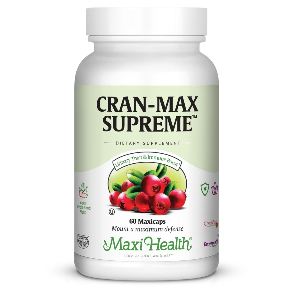 Maxi-Health CranMax Supreme Cranberry Supliment Capsule - tract urinar și sprijin imunitar - 60 Conte - 1 lună de aprovizionare
