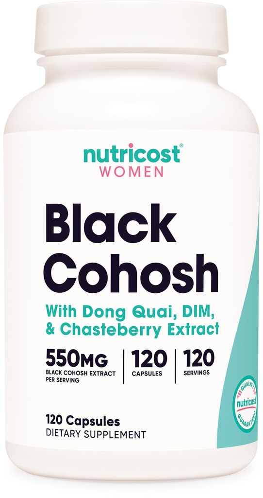 Nutricost Black Cohosh pentru femei 660mg, 120 capsule - cu Don Quai, DIM, și Chaste Berry, Veggie Caps, Non-GMO, Gluten gratuit
