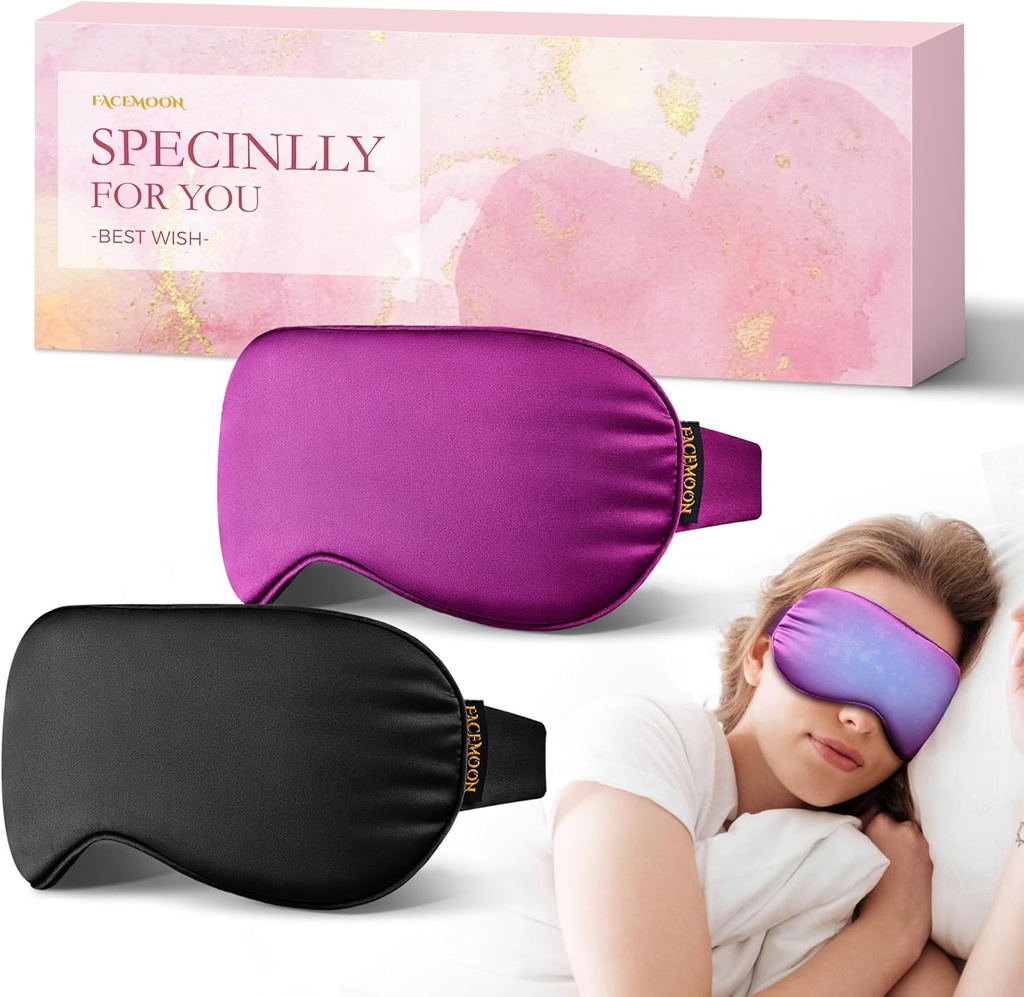 2PCS Cold Eye Mask: Ochi de răcire Masca pentru ochi pufos, dureri de cap, Migrene Relief - Compresie rece pentru cercuri întunecate, Obosit ochi, După chirurgie - Gel Reutilizabil Ice Pack, Masca de somn ponderat (negru, Purple)