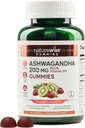 NatureWise Ashwagandha Gummies - Strawberry Kiwi - KSM-66 cu vitamina D3 - Calmant Mood Support - Vegetarian - Non-GMO, Gelatină și Gluten Free - 60 Conte