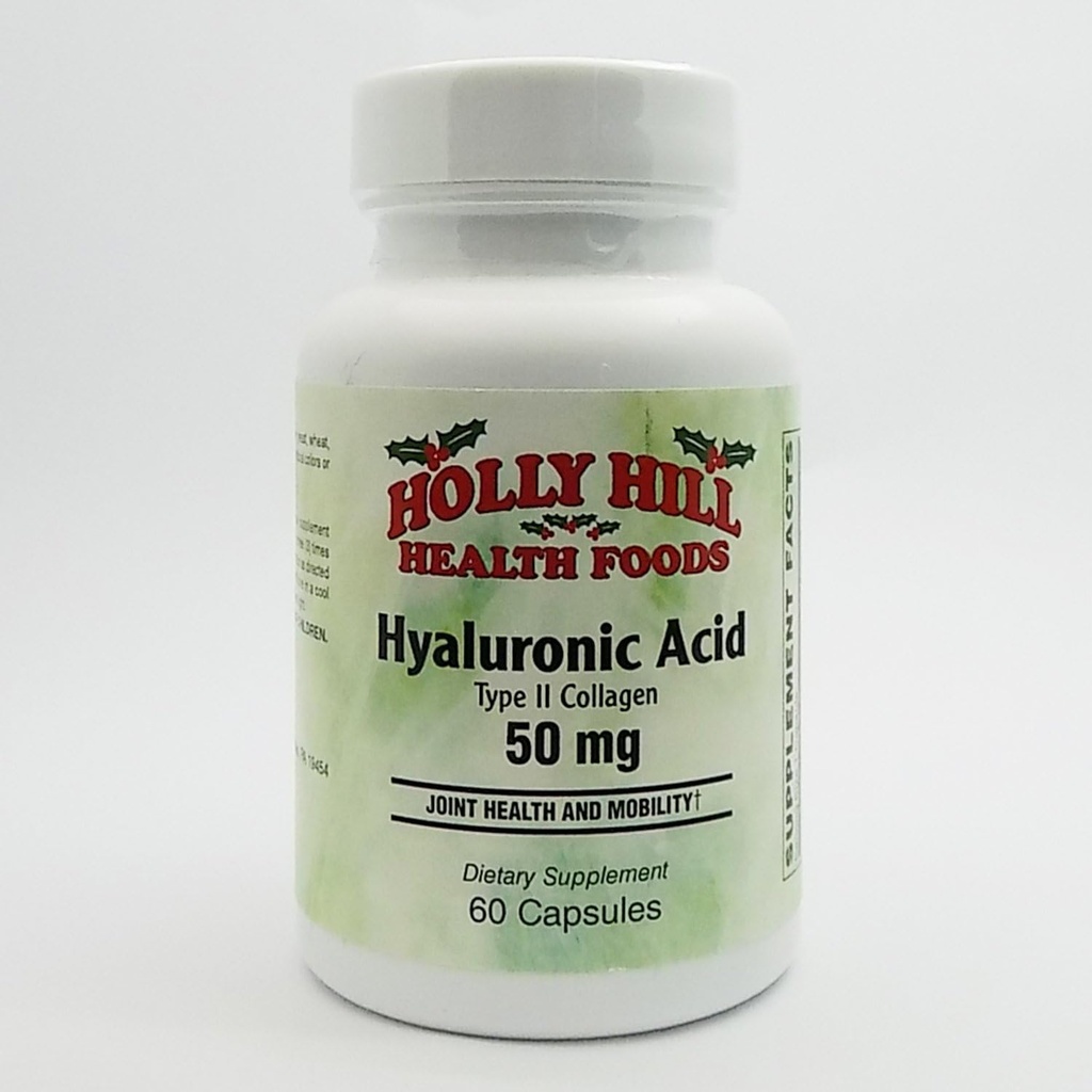 Holly Hill Health Foods, Acid hialuronic (Tipul II Colagen) 50 MG, 60 capsule