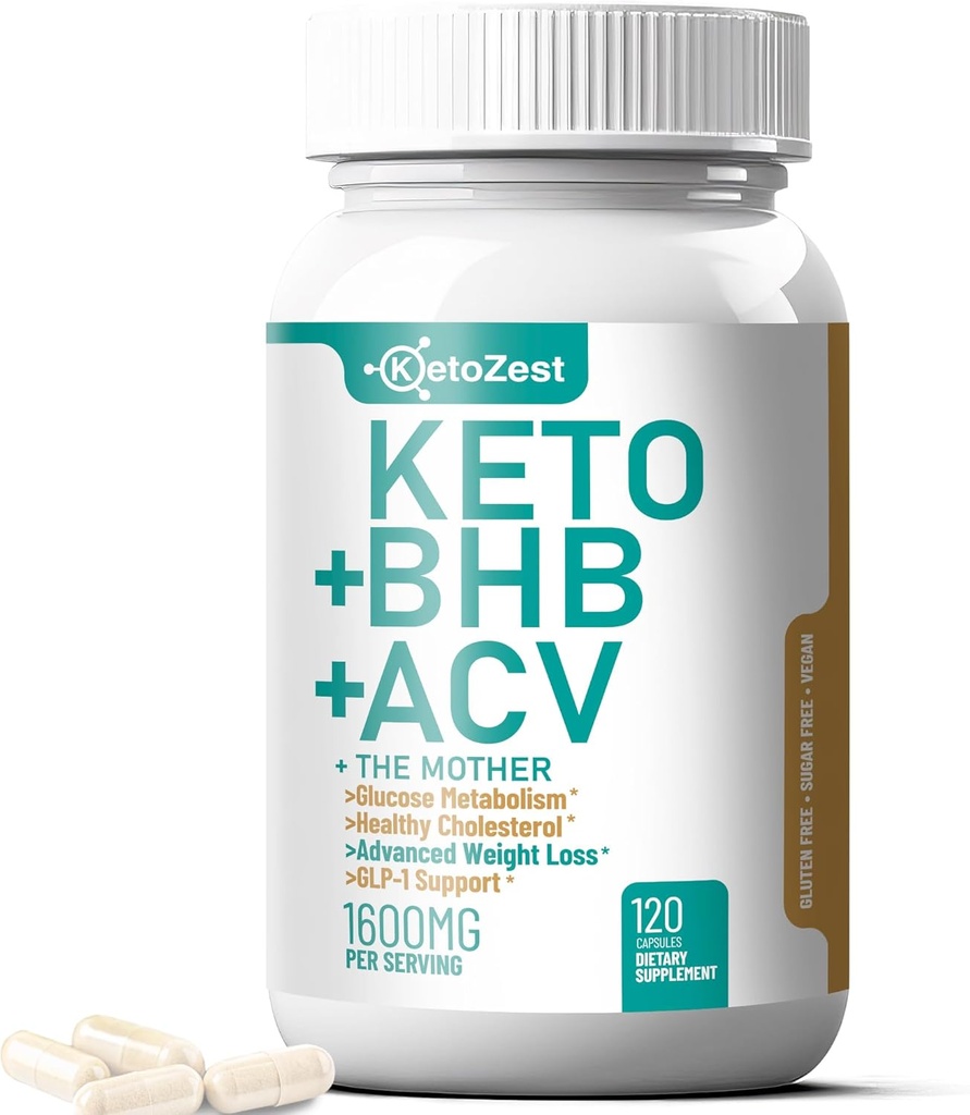 Capsule Keto ACV BHB 1600mg pentru pierderea in greutate avansata si burta grasa arde - Cidru de mere organice Oţet de oţet cu mama Ketones Supliment Vegan - cu vitamina D3 crom de zinc pentru bărbaţi Femei
