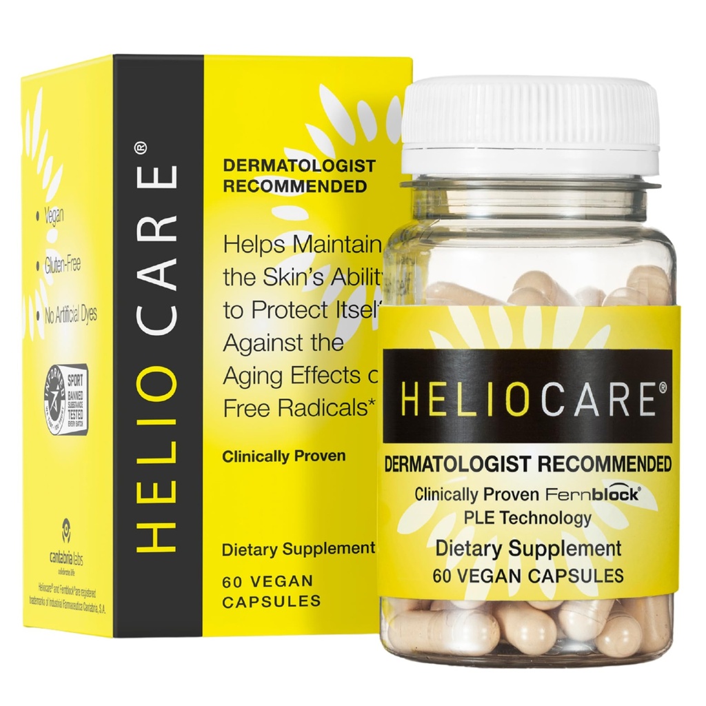 Heliocare Skin Care Supliment alimentar: 240 mg Polipodium Leucotomos Extract pastile - Antioxidant Rich Formula cu Fernblock și PLE Tehnologie - 60 Veggie Capsule