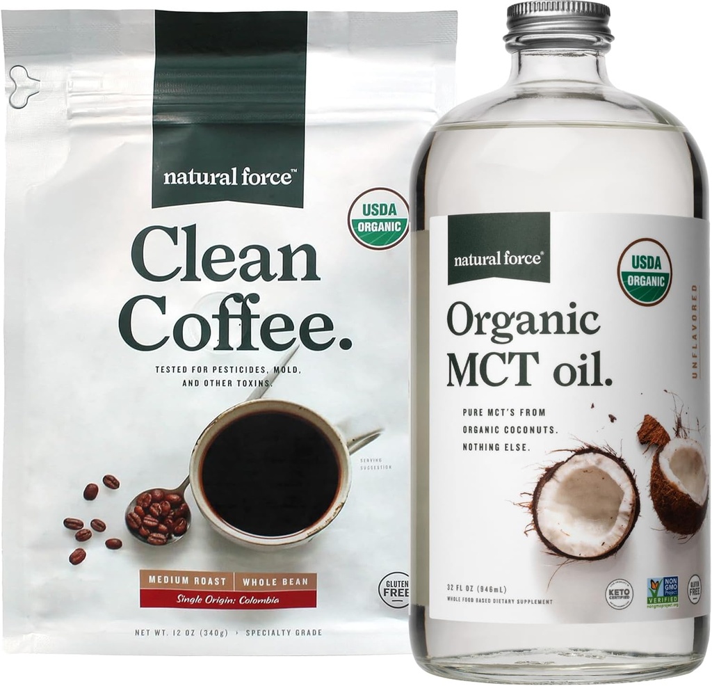 Force Natural Organic Clean Coffee + Organic MCT Oil Bundle 