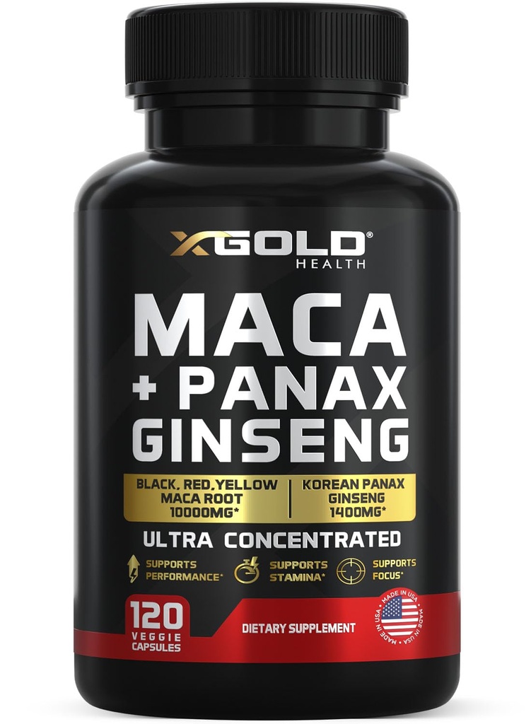 Capsulele rădăcină Maca 10.000 mg + capsule Panax Korean Ginseng 1400 mg - 20x Extract concentrat Black + Root + galben Maca Root, 10x Extract concentrat Panax Ginseng capsule - Ultra Pottent & extrem de purificate