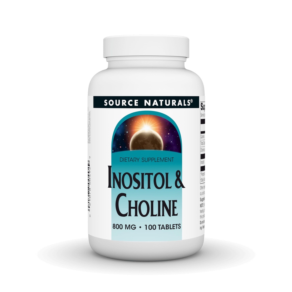 Sursa Naturals Inositol & Choline 800 mg susține funcția nervoasă sănătoasă - 100 comprimate
