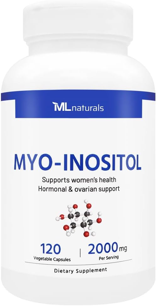 ML Naturals Myo-Inositol 2000 mg 120 Capsule vegetale, NSF-Certified & cGMP-Compliant