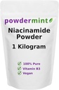 Pulbere de niacinamidă (Vitamina B3) 100% Pulbere de niacină pură 500 mg Supliment fără lichide (1 Kilogram)
