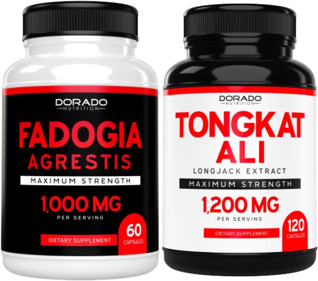 Fadogia Agrestis Extract (60 Conte) Puterea maxima pentru performanta sportiva si masa musculara si Tongkat Ali pentru barbati (120 capsule) Longjack Tongkat Ali pentru Men's Health & Vitality Support - Statele Unite ale Americii Made