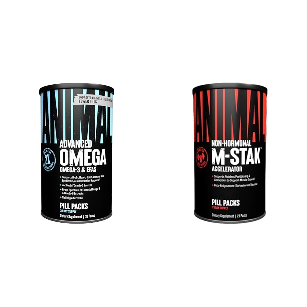 Animal Omega Omega 3 & 6 Supliment 30 Day Pack M-Stak Non-Hormonal Hard Gainers Clădiri musculare Stack 21 Conte