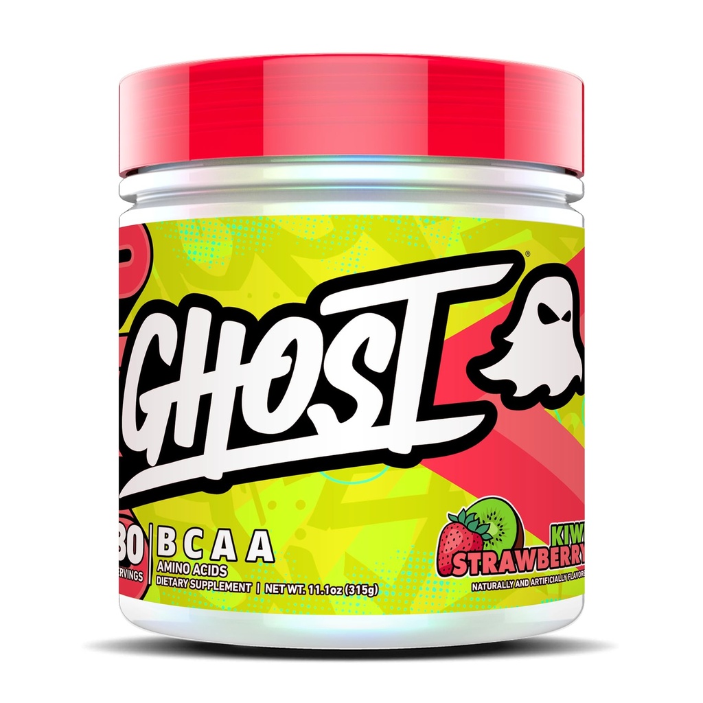 GHOST BCAA pulbere Aminoacidi Supliment, Kiwi Căpșuni - 30 Serviri - Sugar-Free Intra, Post & Pre Antrenament Amino pulbere și băutură de recuperare, 7G BCAA