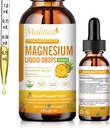 Drops lichid de magneziu - supliment complex de magneziu de înaltă absorbție 5-in-1 cu glicinat de magneziu, Malate, Citrate, Taurate - pentru oase, mușchi, nervi și energie - Vegan, Sugar Free, 2 Fl.oz