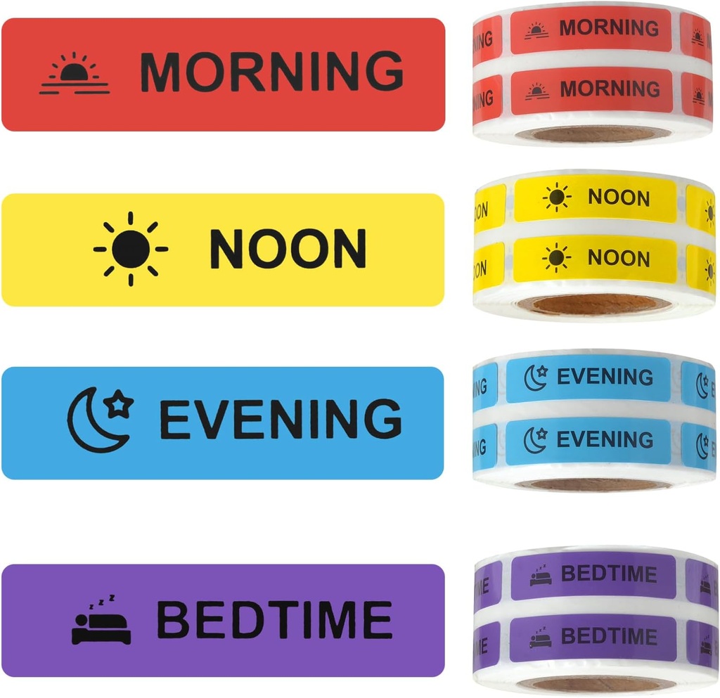 Medicamente autocolante Instruction Label Paper Permanent Label AM NOON PM pentru Pill case Planner 0.4 * 1.6inch (Morning Noight Bedtime)