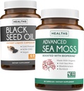 Black Seed Oil & Irish Sea Moss (1-Month Supply) - Wellness Duo Bundle of Black Seed Oil (60 capsule) Cold-Pressed Nigella Sativa & Irish Sea Moss (60 capsule) with Bioperine and Bladderwrack
