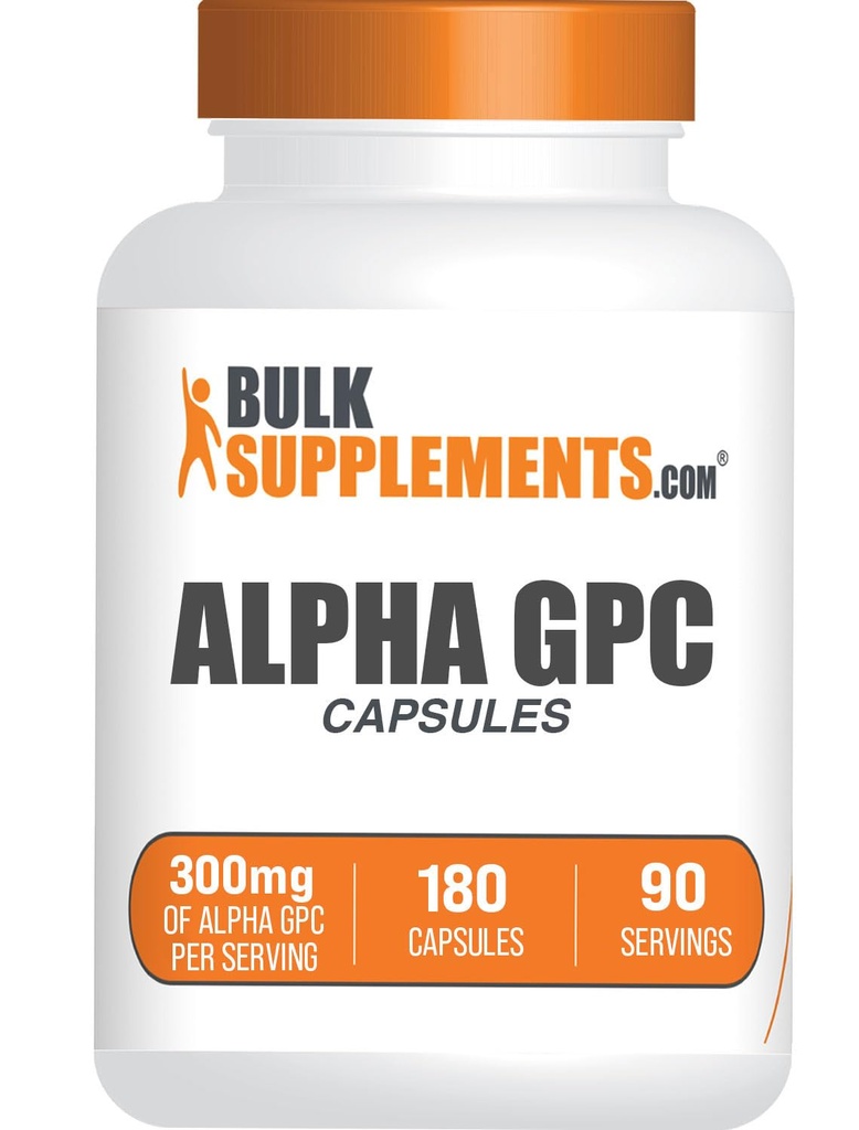 BulkSupplements.com Capsule Alpha GPC - Suplimente Acetilcoline, Alpha GPC 300mg - Suplimente coline, Gluten gratuit, 2 capsule per Serving, 180 capsule (Pachet de 1)