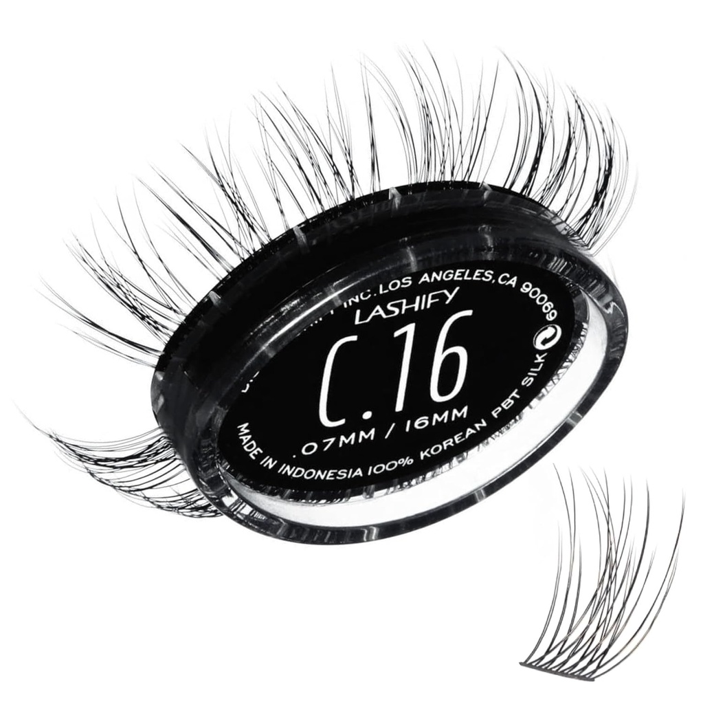 Lashify Curl 16mm Gossamer Extensii geană Refill, negru, False Lashes DIY pentru un aspect natural