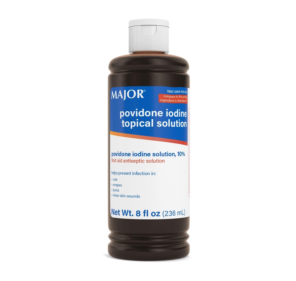 Principal 10% Povidonă-Iod soluţie Topical lichid, USP - Topical Antiseptic pentru tăieturi, zgârieturi, arsuri şi răni minore ale pielii - 8 Fl. Oz.