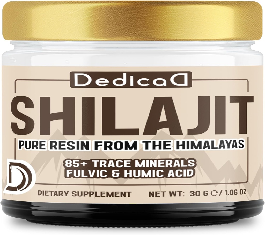 Shilajit Pure Himalayan Organic Resin 30grams - Shilajit Supplement Contine natural fuzelian, Acid Humec & 85 Altele - 60 Serviri pentru echilibrul corpului, inima, sanatate imuna