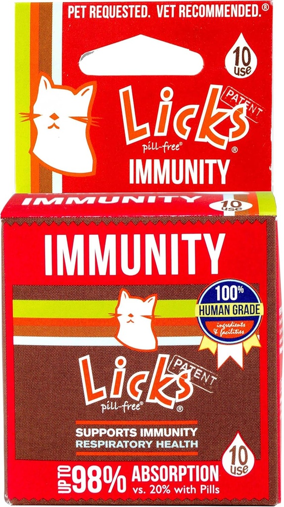 Licks Imunitatea pisicilor fără pilule - Materiale pentru pisici de sprijin imun - Suplimente respiratorii - Provizii de sănătate - Gel Packets - 10 Utilizare