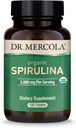 Dr. Mercola Organic Spirulina - 2000 mg - USDA Organic - Sustine detoxifiere normala si sanatate imuna - Intregul aliment Superfood - Non-GMO, Gluten-Free & Soy-Free - 120 comprimate