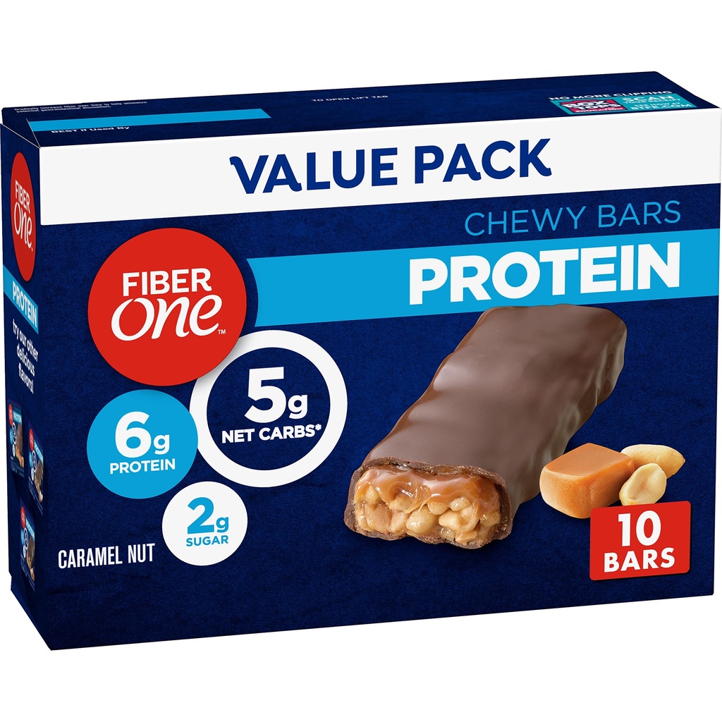 Baruri de proteine Fiber One Chewy, Caramel Nut, Snacks proteine, 10