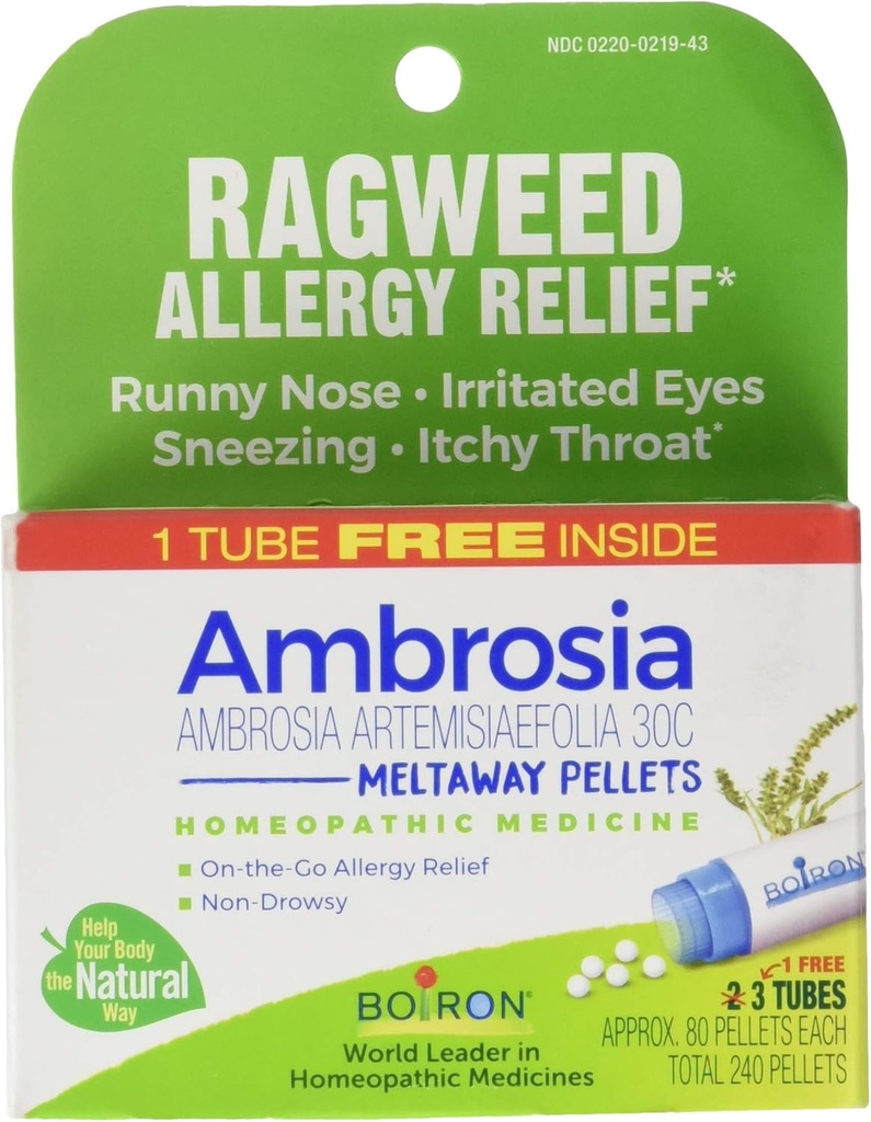 Boiron Ambrosia Ragweed Alergie Relief 30C Bonus Pack, 80 Count (Pachet de 1)