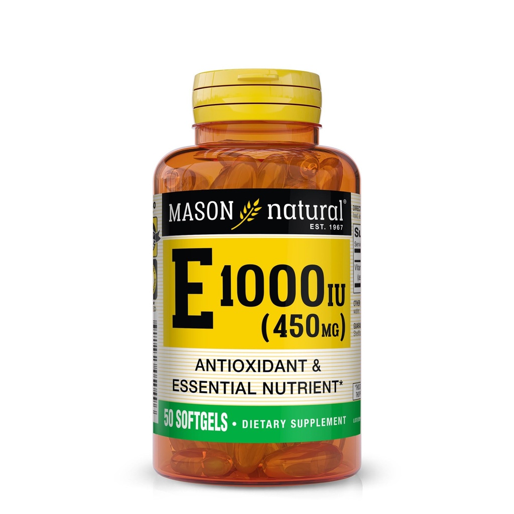 MASON NATURAL Vitamina E 450 mg (1.000 UI) - Antioxidant şi esenţial Nutrient, Sistem imunitar sănătos, Piele şi ochi, Suplimentul întregului corp, 50 Softgels