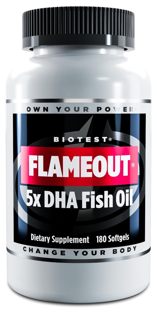 Biotest Flameout 5X DHA ulei de pește, 60 Servings - 4200mg Omega-3-180 Softgels