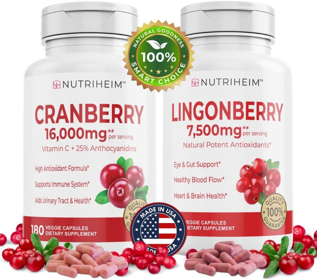 Toate într-un PAC Bundle - capsule de cranberry și de coacăze - vitamina C și 25% Proanthocyanidins pentru tractul urinar, guta de sănătate, suport antioxidant - non-GMO, gluten-gratuit, Supliment Vegan
