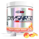 EHP Labs OxyShred Pre Workout pulbere - Preworkout pulbere cu L Glutamina si Acetil L Carnitina, Energetic Boost Drink - Peach Candy Rings, 60 Serviri