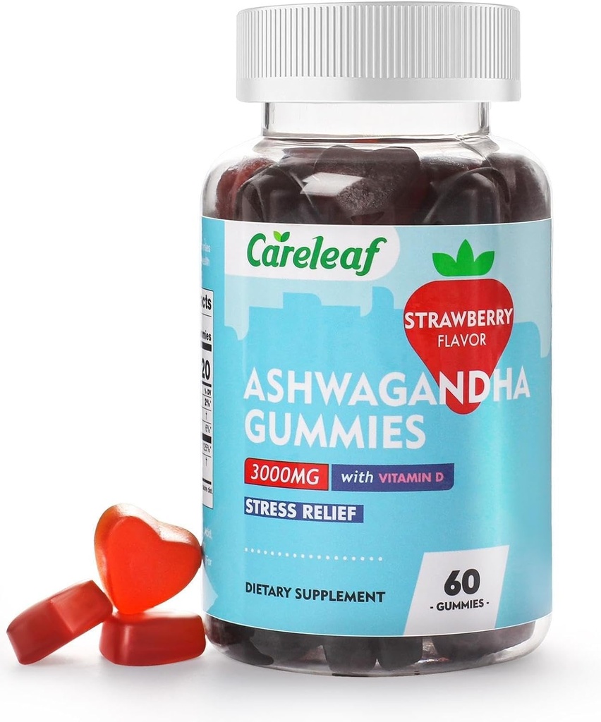 Vegan Ashwagandha Gummies-3000mg High Potency Ashwagandha Root Extract cu vitamina D2 
