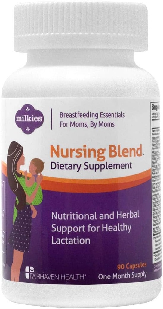 Milkie Nursing Blend, Vitamina postnatala cu Schinduf pentru a crește alimentarea cu lapte matern, Suplimentul de alăptare la stimularea și sprijinirea alaptarea mamelor, Îmbunătățitor de producție lichid (1 lună de aprovizionare)