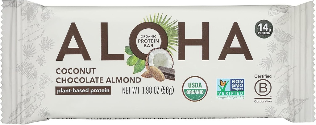 Aloha Ciocolată de nucă de cocos Almond Proteine Bar, Plant based, Non OMG, 1.98 Ounces (Pachet de 12)