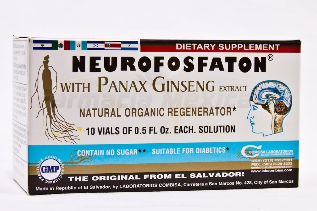 Neurofosfaton cu extract Panax Ginseng - funcţie cerebrală mai sănătoasă - 10 flacoaneY