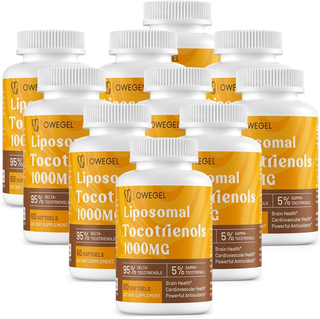 Tocotrienol lipozomal 1000mg - Biodisponibilitatea mare Vitamina E Tocotrienol Suplimente, 95% Delta & 5% Capsule Gamma Tocotrienol Suport Skin,Bone,Antioxidant,600 Softgels
