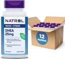Natrol Mood & Stress DHEA 25mg cu Calciu, Supliment alimentar pentru echilibru de anumite nivel de hormon și suport de spirit, 180 comprimate, 180 zile de aprovizionare (Pachet de 12)