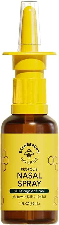 Spray Nasal pentru adulţi cu Propolis, Xylitol & Saline, Curăță Congestie Nasală, Moisturizes Sinus Canal, & Decongest Sinus Cavities, 1 fl oz
