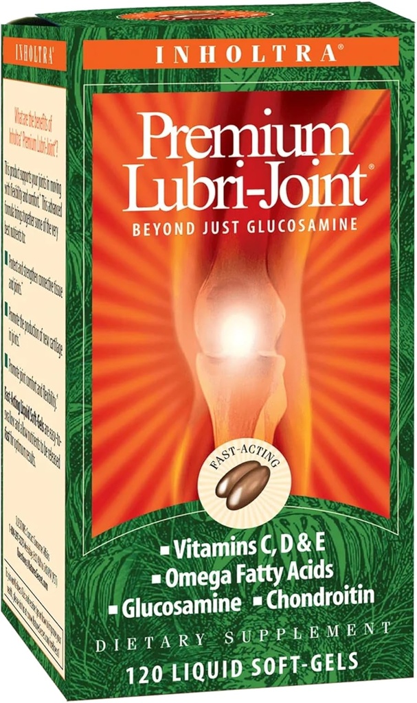 Inholtra Premium Lubri-Joint - 120 lichid moale-Gels - cu glucosamină, Chondroitin, Omega acizi grași + vitamine C, D & E - 40 Serviri
