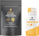 Bee and You Propolis Shot 12 Sticles and Bee Pollen Bundle, Natural Supplement, Bee Propolis, Antioxidanti, Proteine, Vitamine, Amino Acids, for Adulti, Women, Me