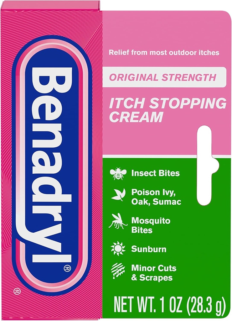 Benadryl Original Putere Itch oprire anti-Itch Cream, Difenhidramină HCl Topic Analgezice & zinc acetat Protejant de piele, Ajutor de la cele mai multe Itches în aer liber, 1 oz (Pachet de 6)