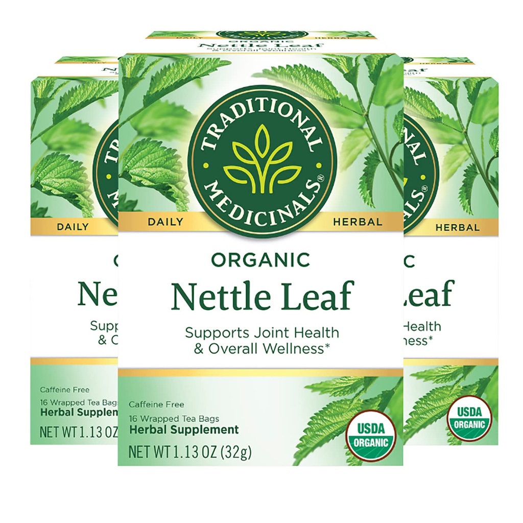 Medicamente tradiționale Ceai organic Nettle Leaf Herbal, susține sănătatea comună și wellness generală, (Pachet de 3) - 48 Ceai Bags Total
