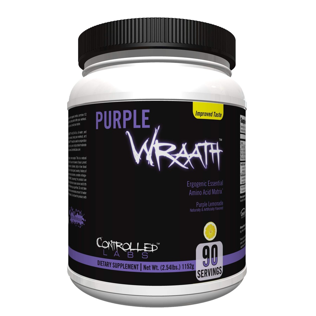 CONTROLLED LABS Purple Wraath, BCAA și EAA Amino Acid Supplement, cu Endurance Blend Intra Workout Powder, Optimal Endurance, Focus, and Stamina (Lemonade, 90 Servings)