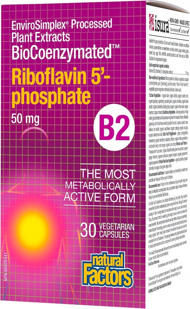BioCoenzimatedRiboflavin5'- Phosphat 50mg Factori naturali 30 VegCaps